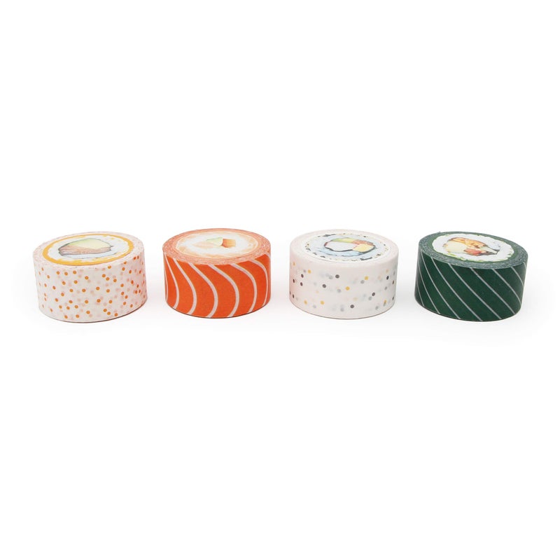 Suck UK Washi Tape - Sushi Masking Tape - Japanese Stationery - Scrapbook Supplies - Novelty Adhesive Tapes - Quirky Craft Supplies - Sushi Gifts - Decorative Paper Set - Japanese 10m Rolls - 4 Pack - Image 4